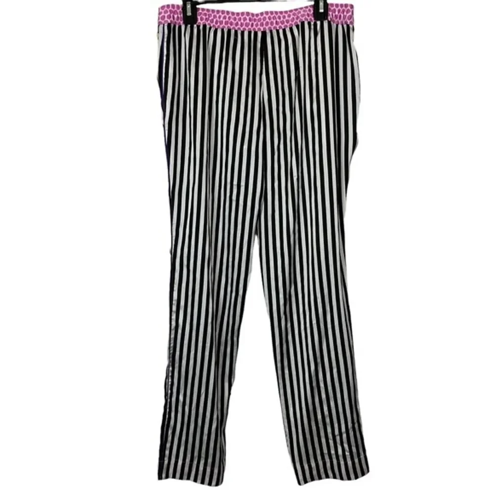 JUICY COUTURE Black White Pink Purple Satin Pajama Pants Loungewear Sleep sz M